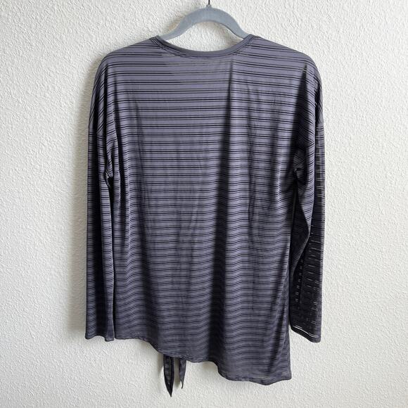 Lululemon Tie Your Practice Top Women's 8 Gray Moonwalk Stripe Activewear Gym - Picture 5 of 6